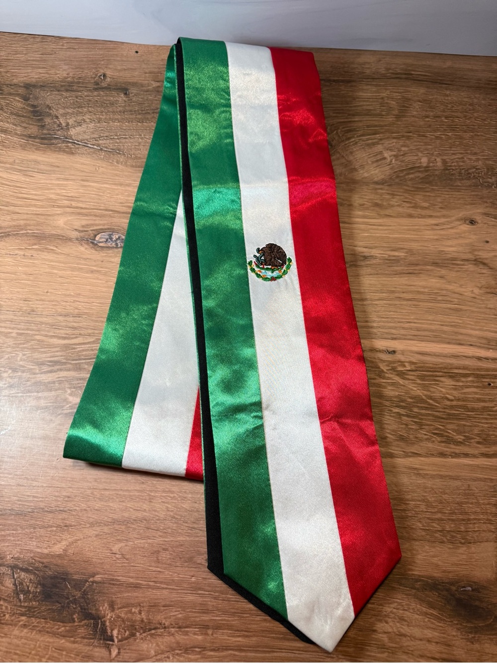 Mexico Flag Graduation Stole Mexican Tricolor Sash Embroidered Eagle